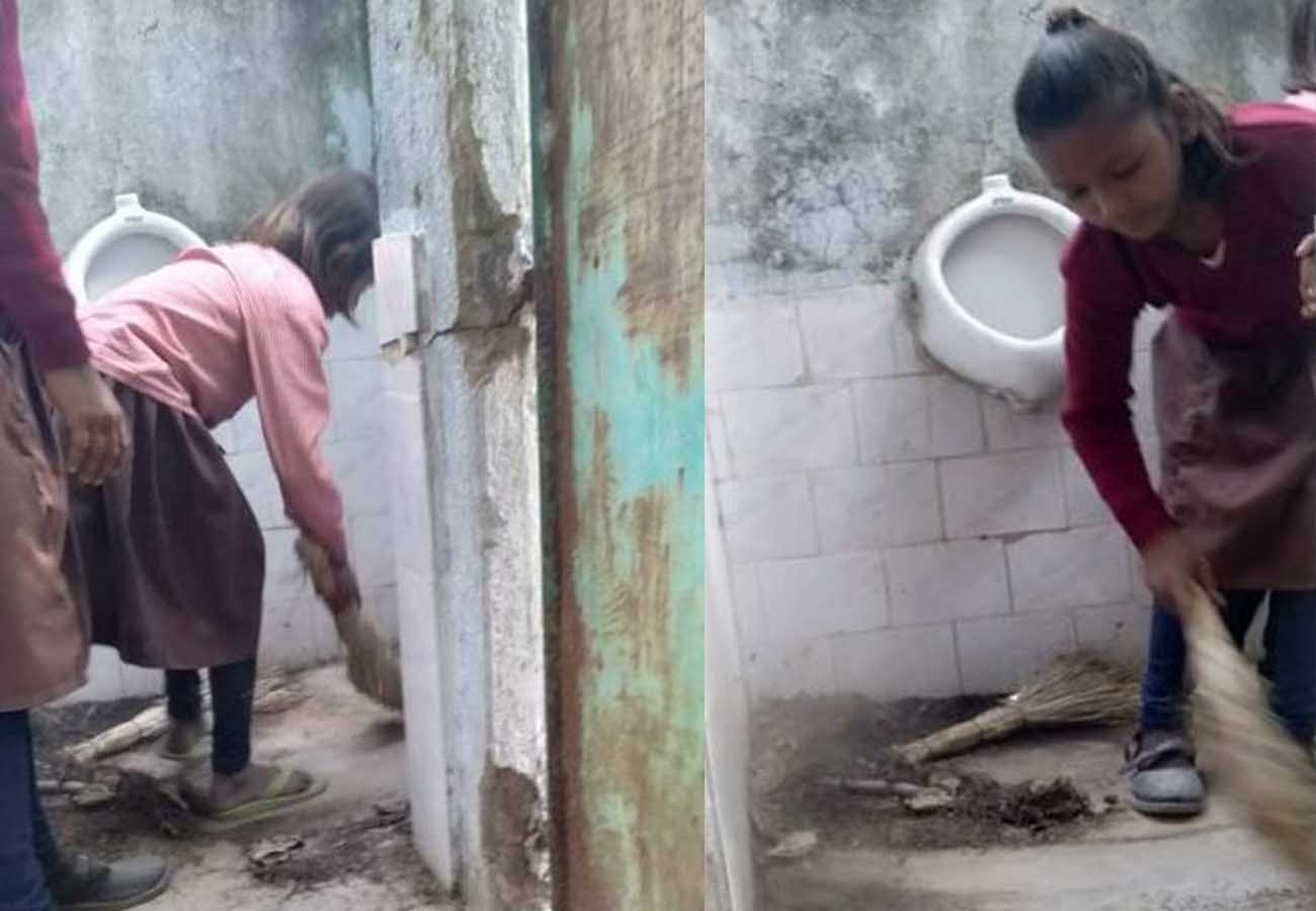 teacher forced students to clean toilets