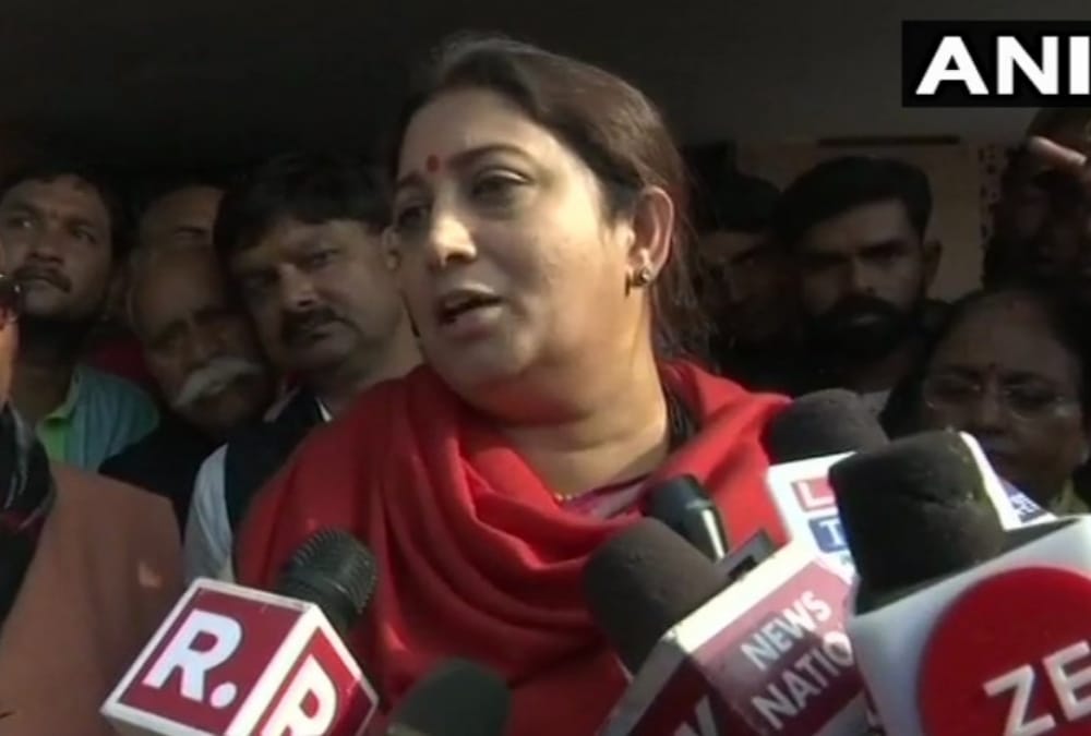 smriti irani reaction on rahul gandhi next prime minister posters.