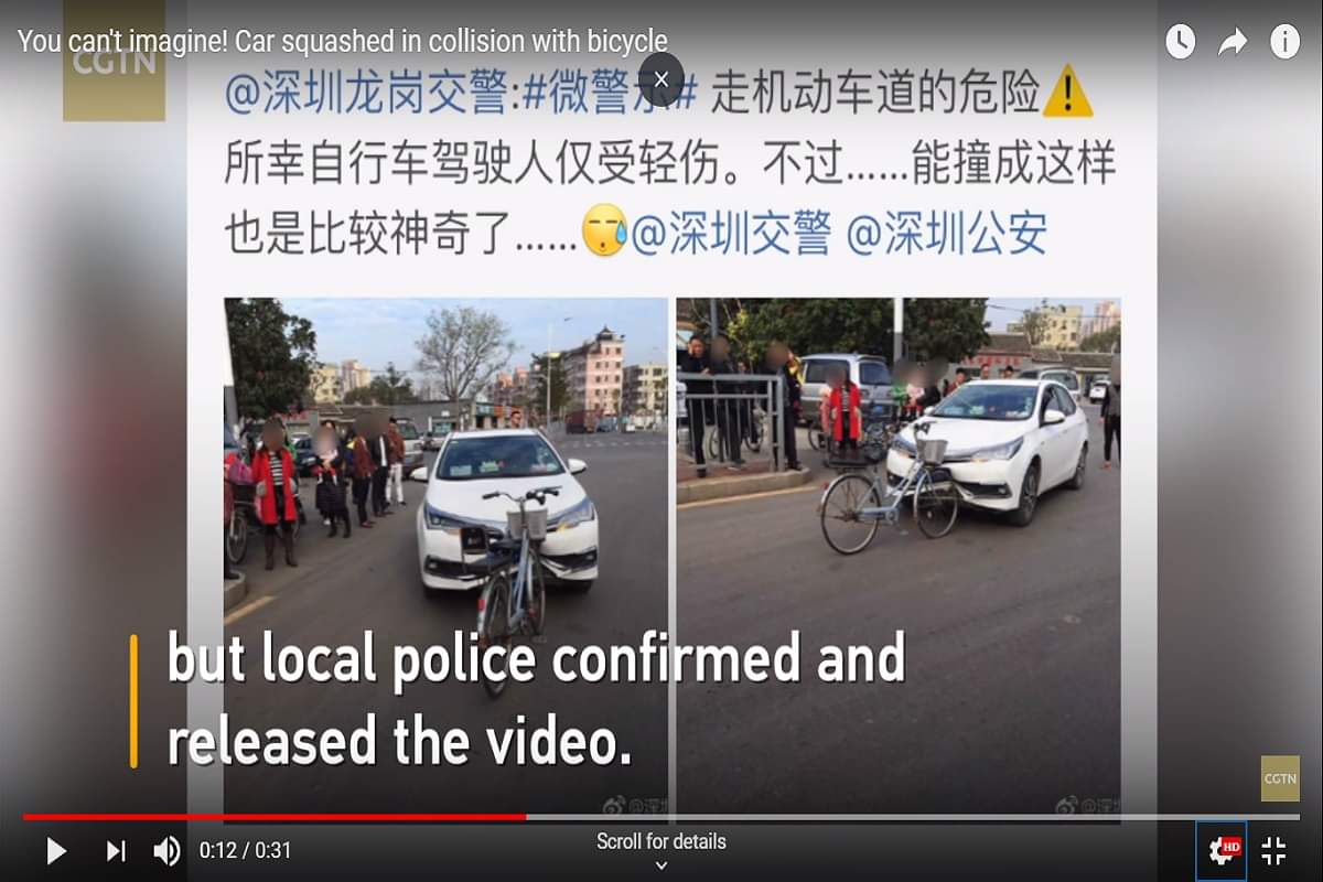 Bicycle car accident, Car will damage, Video goes viral