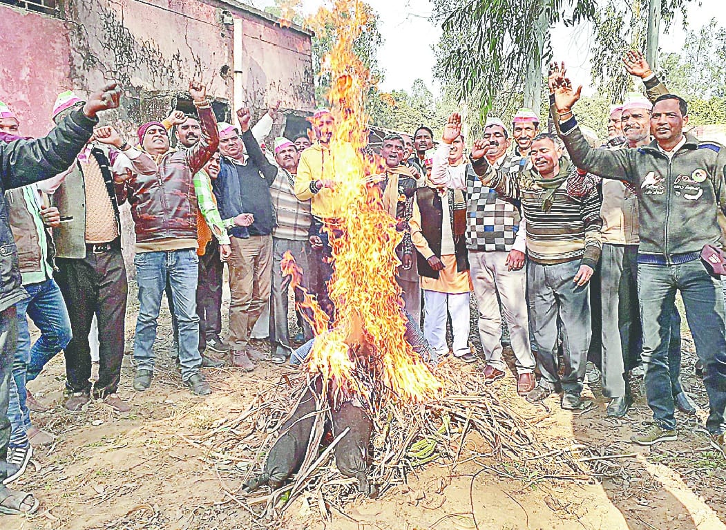 Blow the effigy of farmers, effigy of sugarcane commissioner