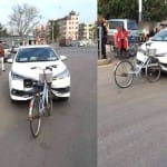 Car Damaged After Collision with Bicycle Photo Became Viral on Social Media