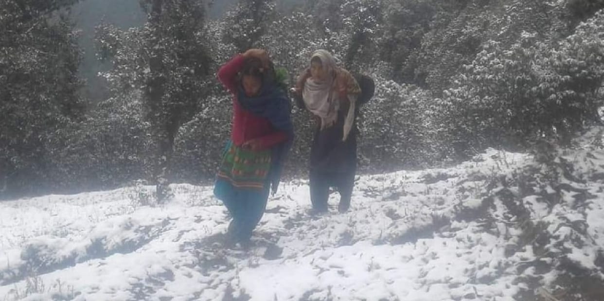snowfall in the hills of bageshwar