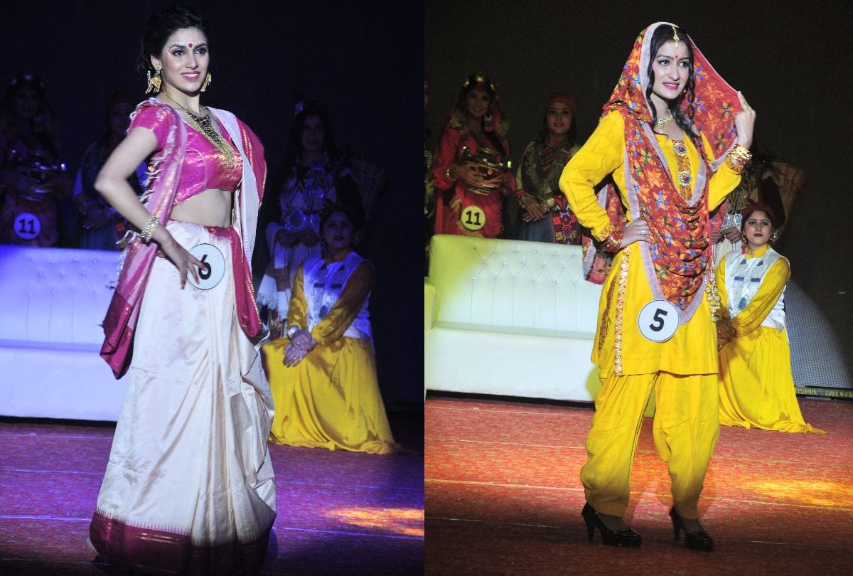 Manali Winter Carnival 2019 Manali Winter Queen Models Catwalk On Ramp Wearing Traditional Dress