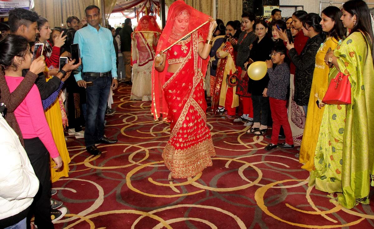 Models catwalk on ramp in fashion show at varanasi