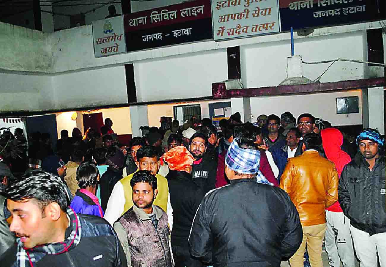 police beat BJP District President's son