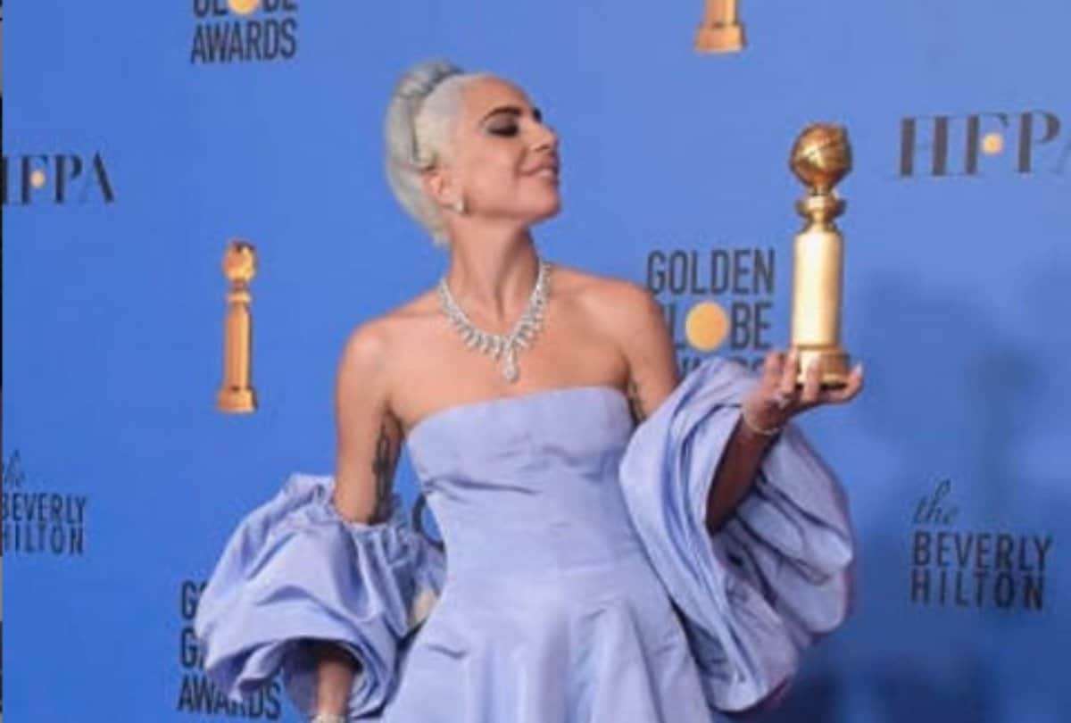 Golden Globe Awards 2019 Lady Gaga matches her hair colour with dress
