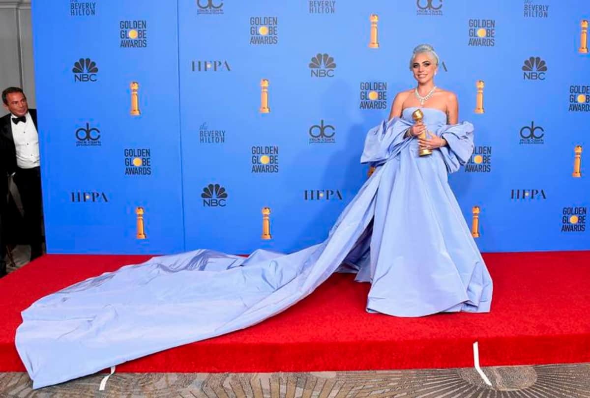 Golden Globe Awards 2019 Lady Gaga matches her hair colour with dress