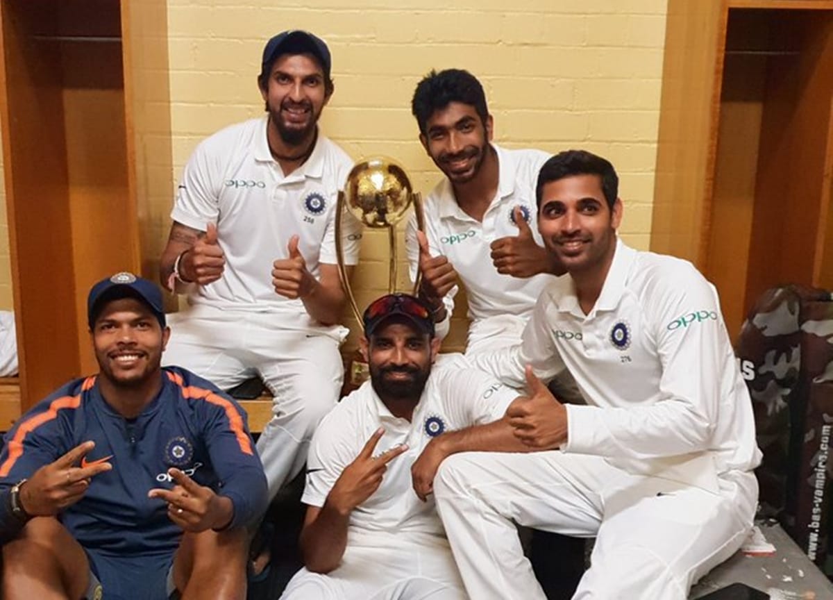 indian dressing room scenes after historic win in australia