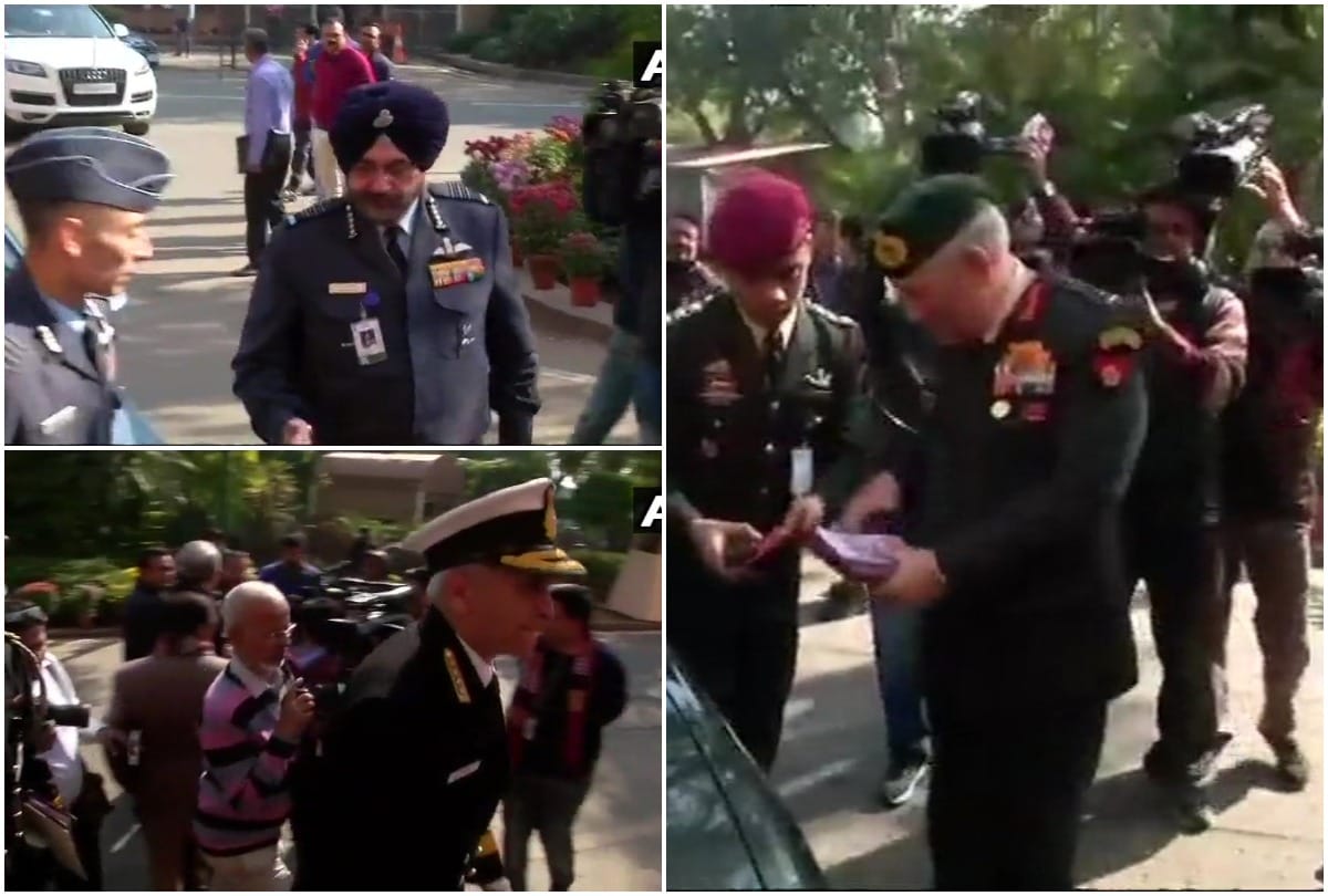 HAL chief met defense minister Nirmala Sitharaman along with the tri-services chiefs in parliament