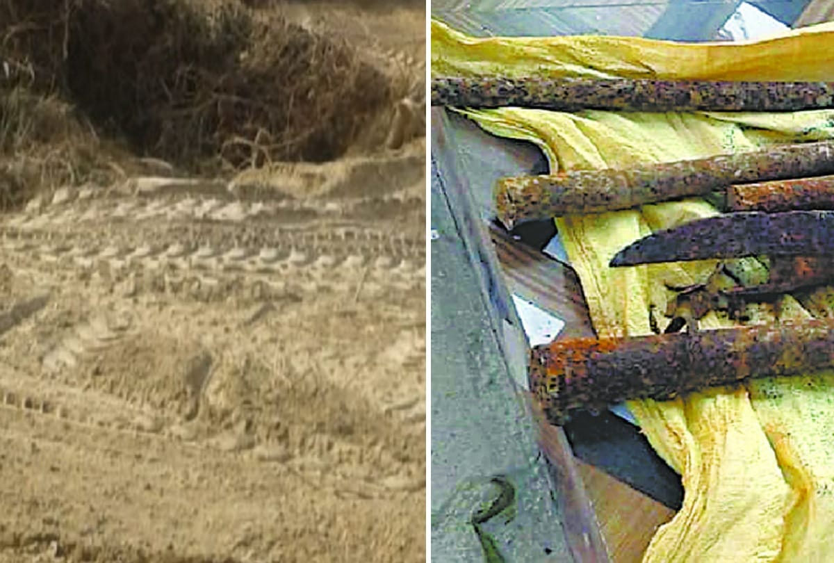gun barrel and swords found in a farm in barabanki