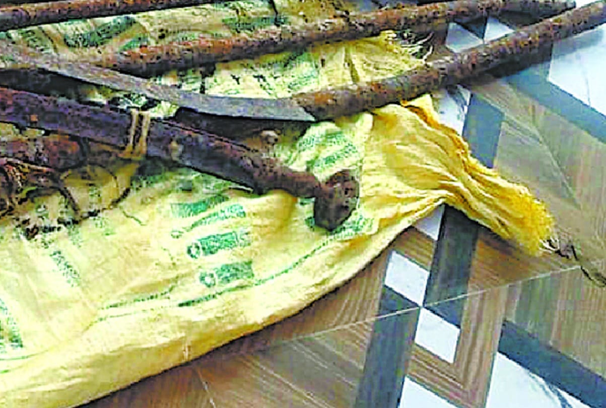 gun barrel and swords found in a farm in barabanki