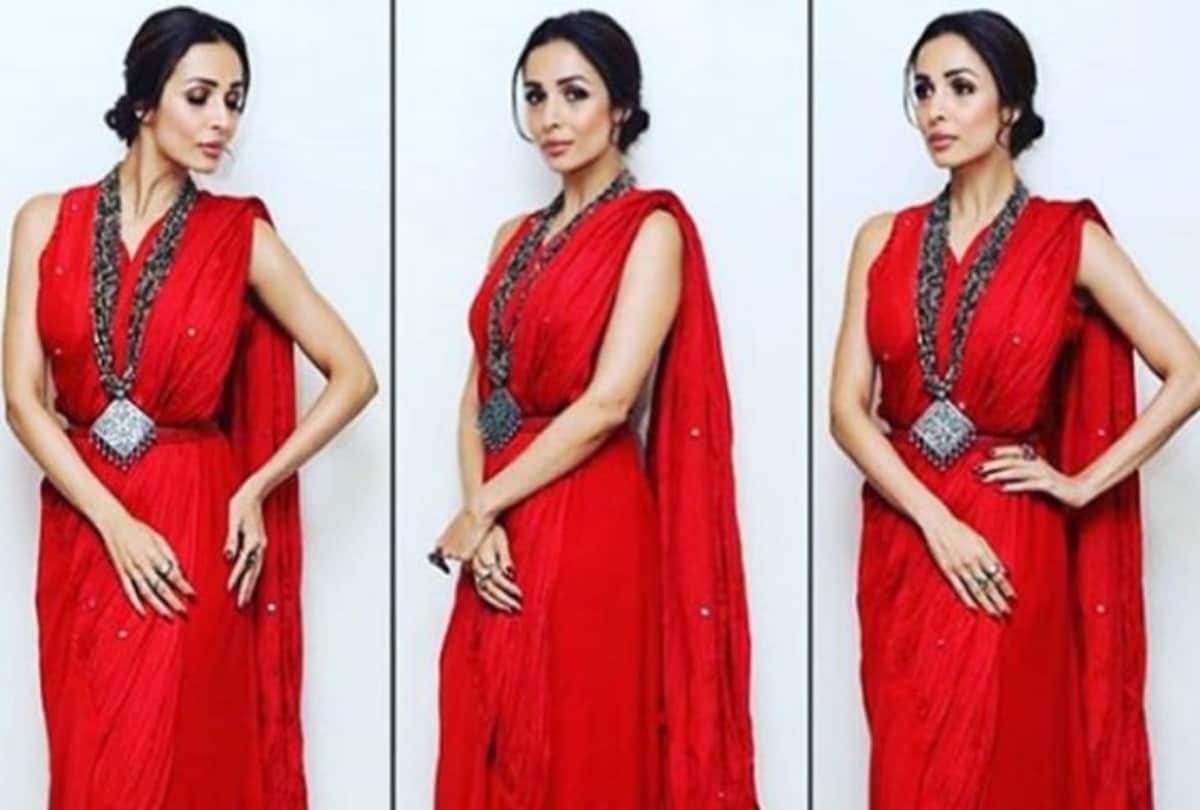 Malaika Arora looks Elegant in Red Saree