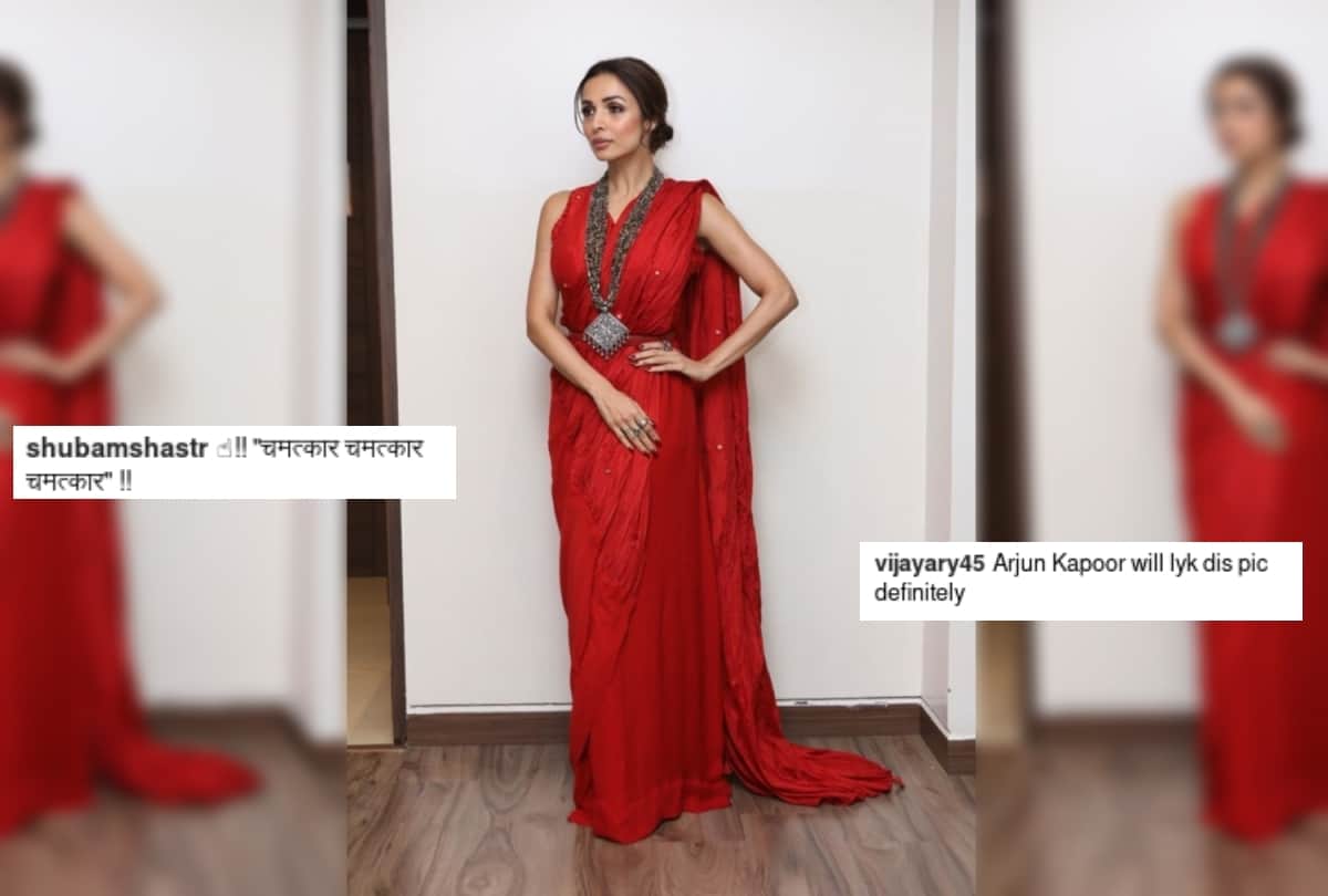 Malaika Arora looks Elegant in Red Saree