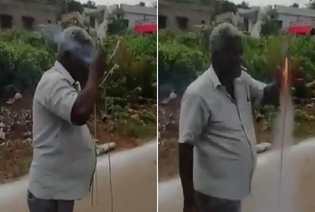 viral video watch rocket launcher man who fires rocket crackers using cigarette
