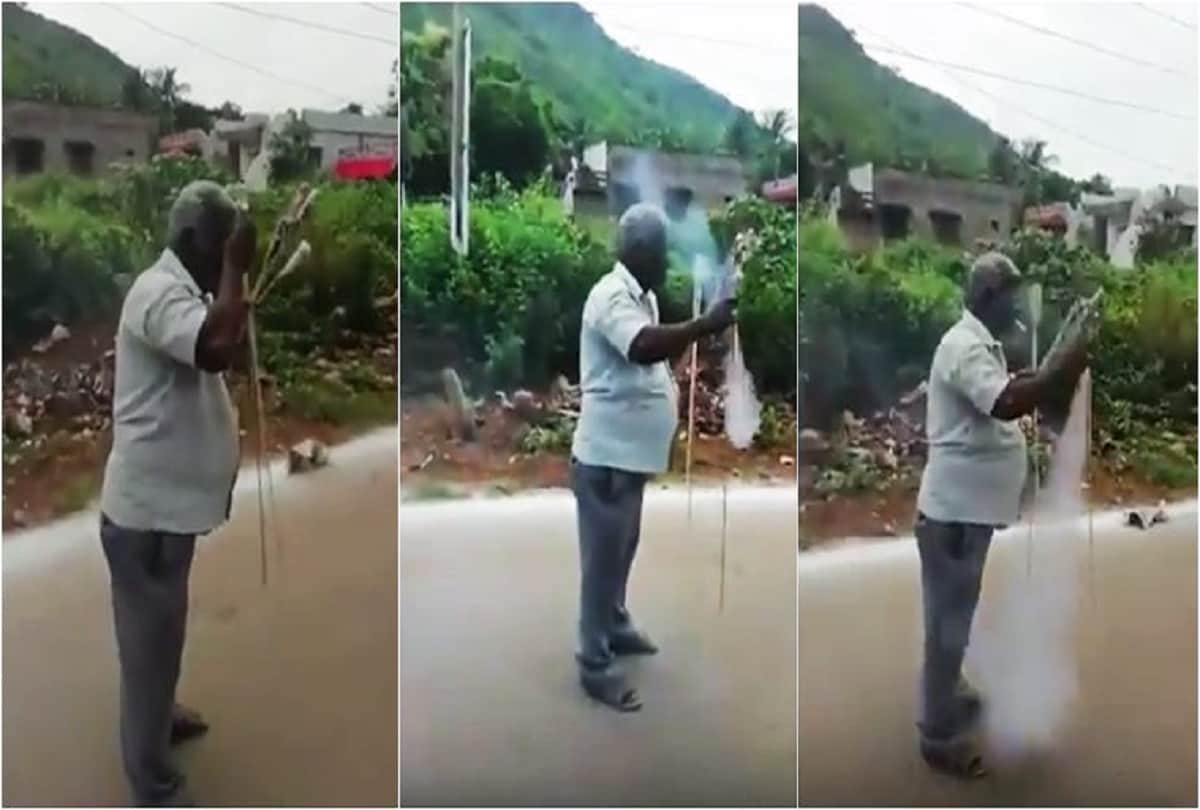 viral video watch rocket launcher man who fires rocket crackers using cigarette