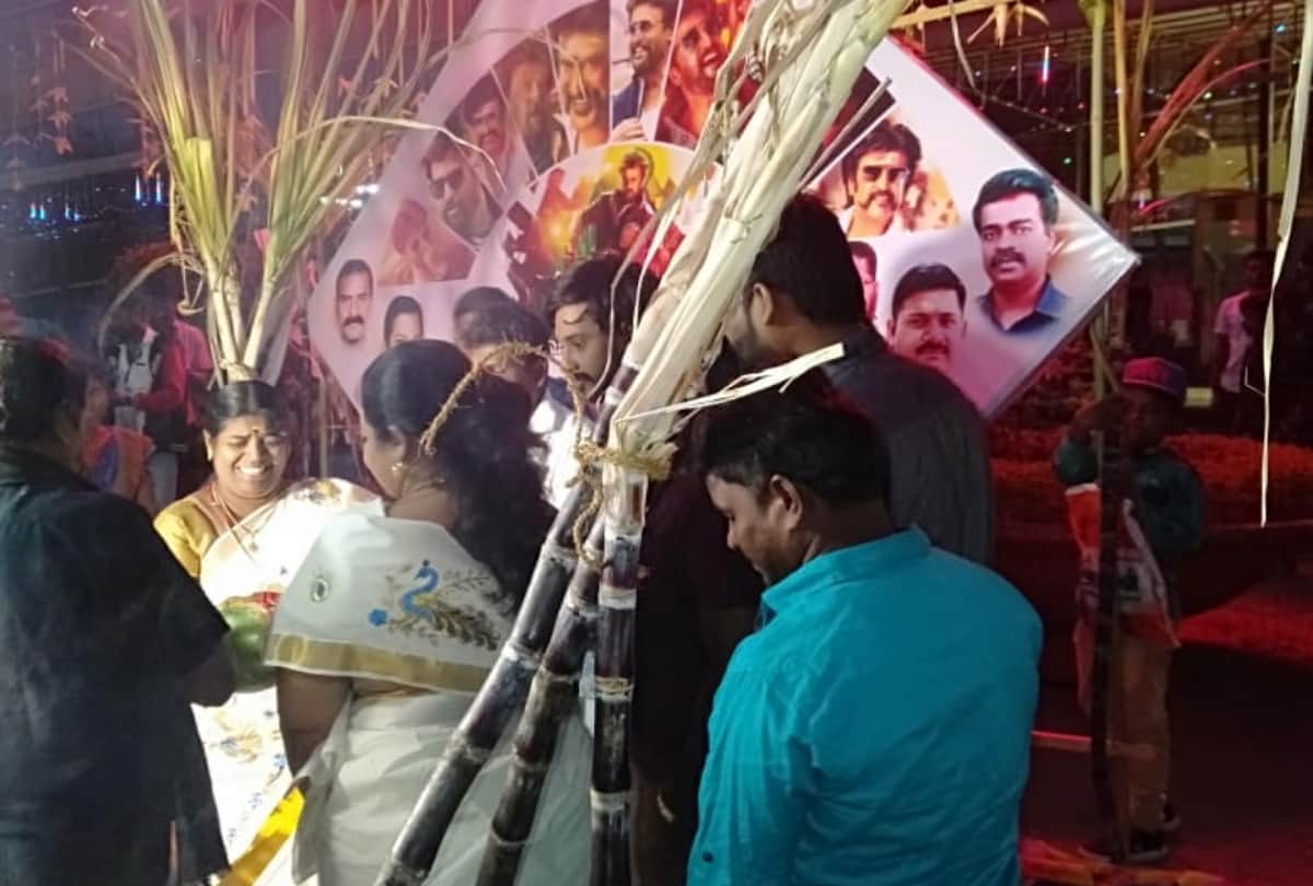 rajinikanth fan gets crazy outside theatre which screened petta movie
