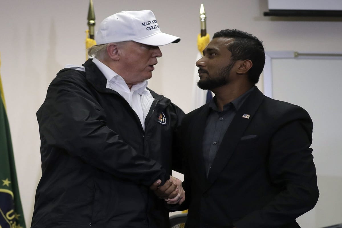 Reggie Singh the brother of Indian-origin policeman Ronil Ron Singh with Donald Trump