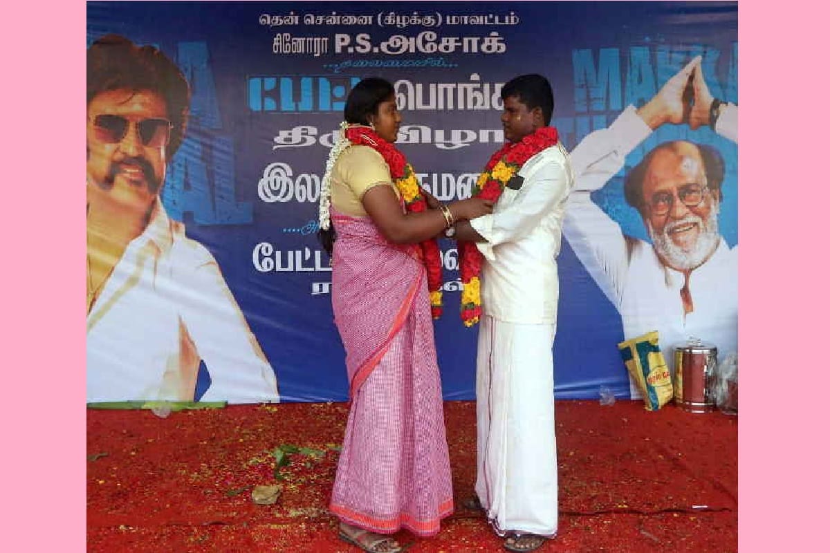 Rajinikanth is our God says couple who married outside cinema hall screening petta in chennai