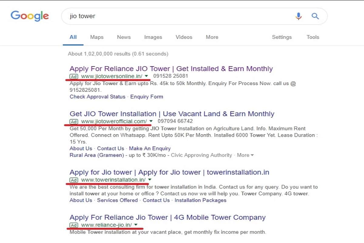Jio Tower Scam Fake websites making people fool. All you need to know
