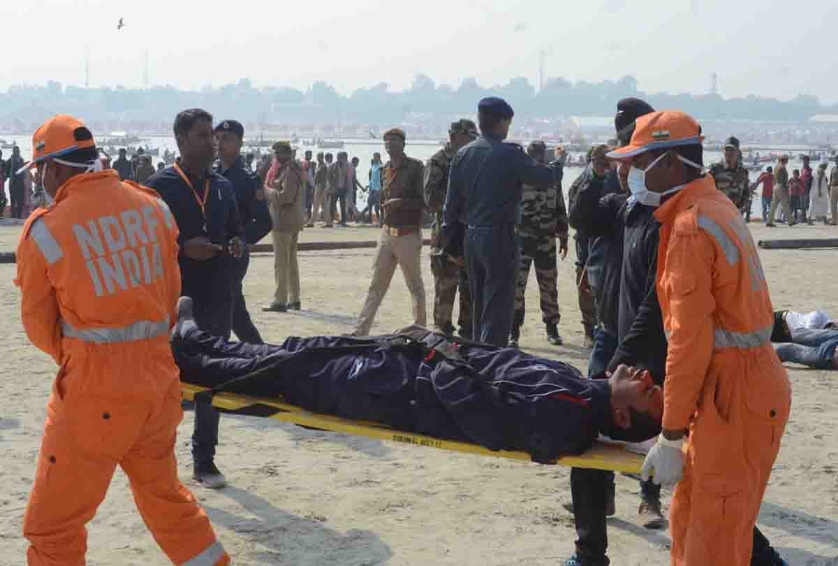 Mock Drill- rescue operation and bomb blast at someshwar mahadev mandir in prayagraj