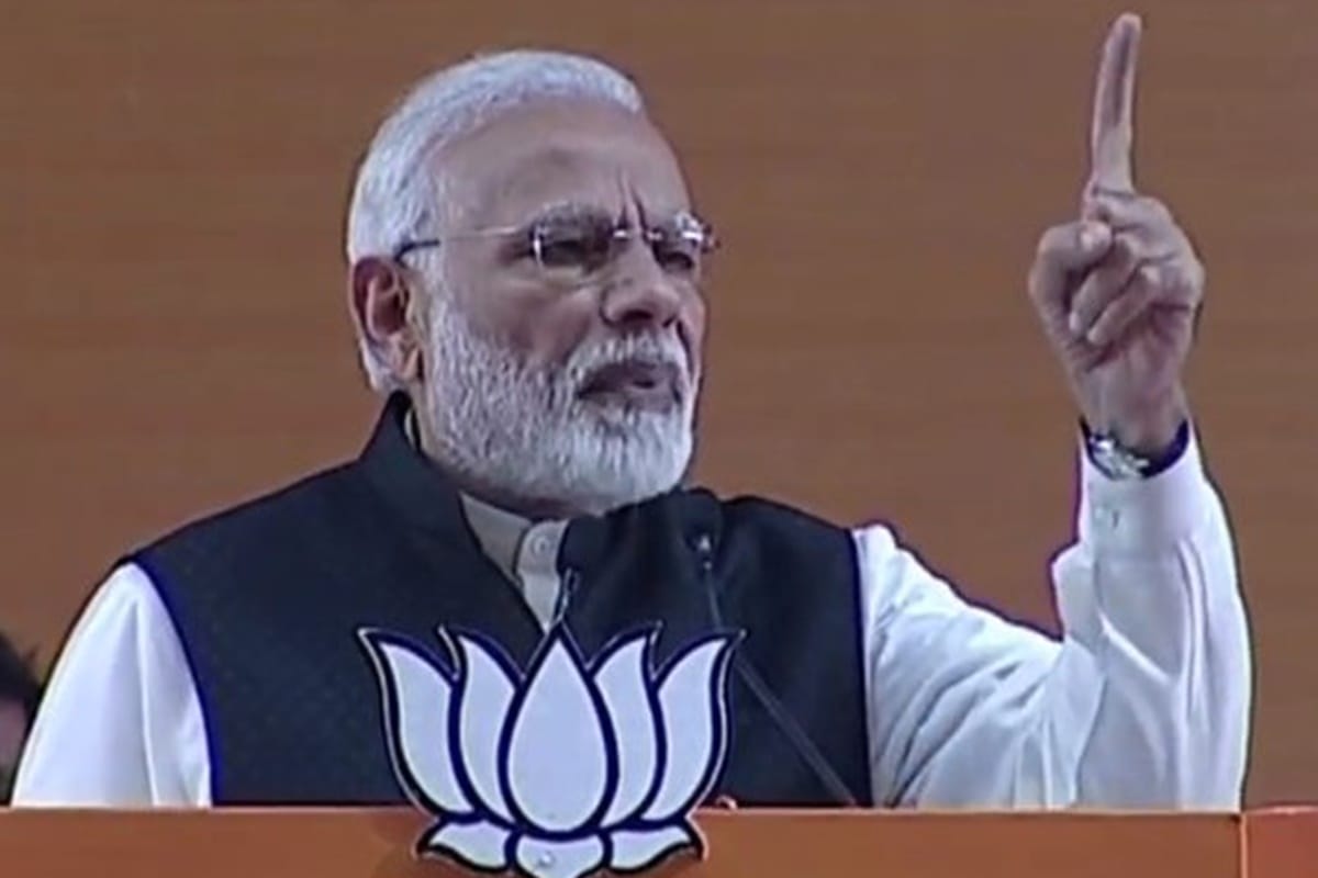 Narendra Modi attending the two day BJP National Convention in Ramlila Maidan