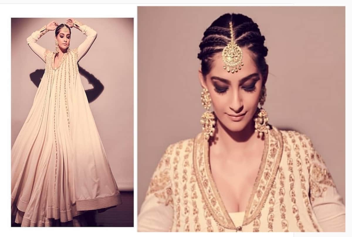 Sonam Kapoor Sunita Kapoor and Rhea Kapoor in white gold outfits by Rohit Bal