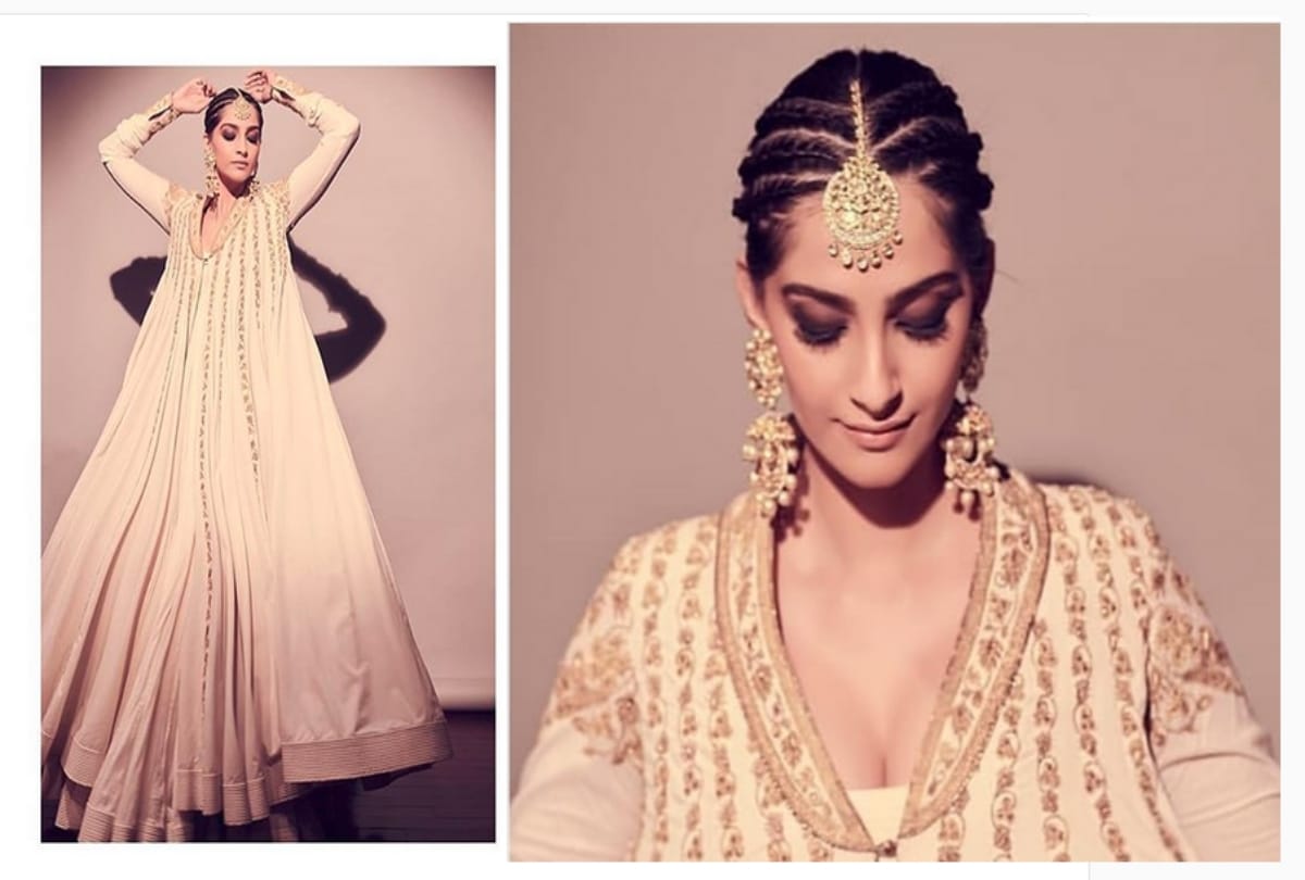 Sonam Kapoor Sunita Kapoor and Rhea Kapoor in white gold outfits by Rohit Bal