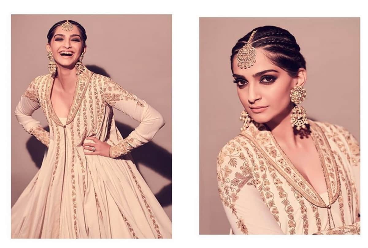 Sonam Kapoor Sunita Kapoor and Rhea Kapoor in white gold outfits by Rohit Bal