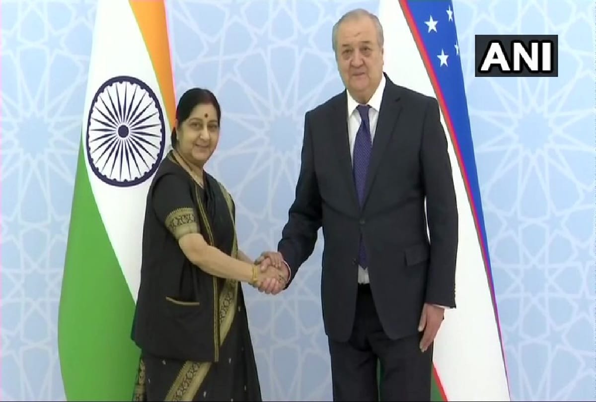 External Affairs Minister Sushma Swaraj left for a two-day visit to Uzbekistan