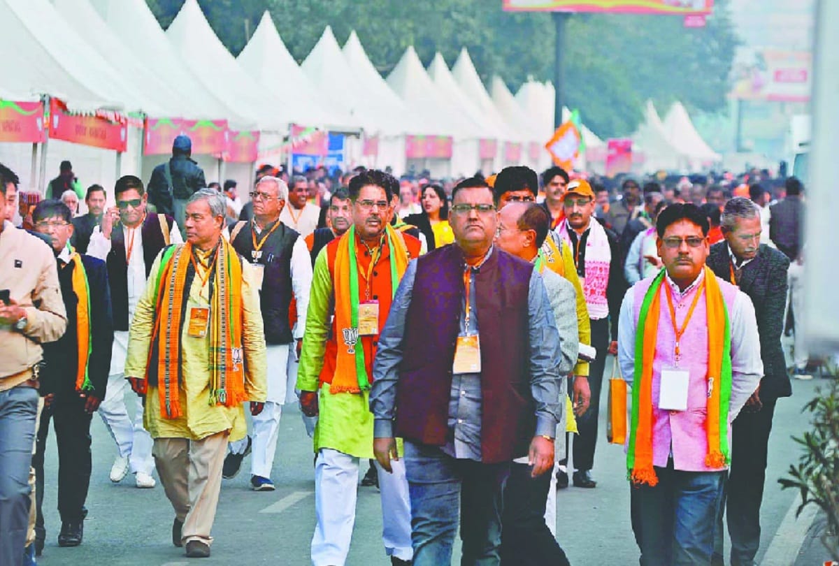 BJP worker exit from Ramlila Maidan with the slogan of Namo Again
