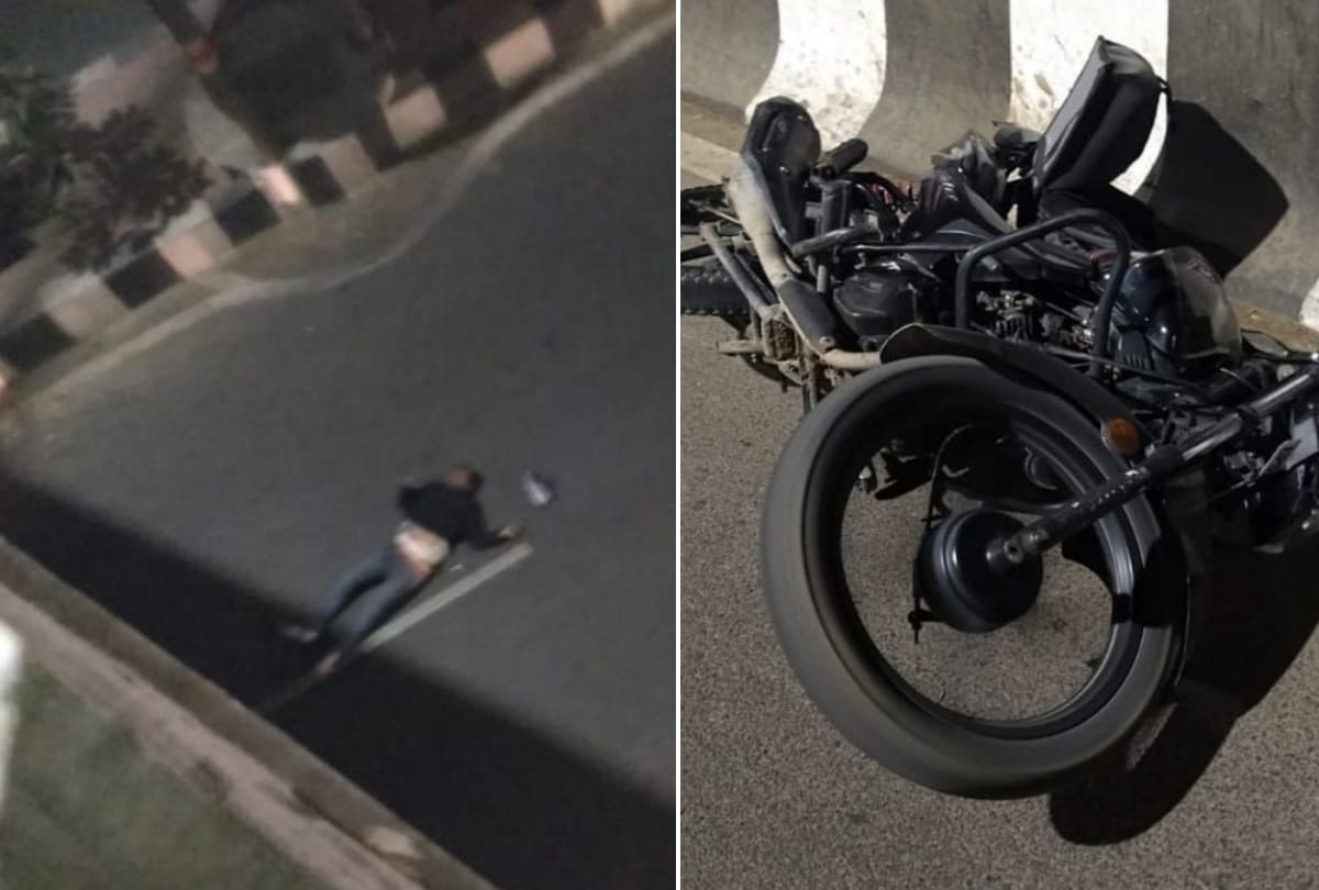 bike rider fell down from flyover, injured in lucknow
