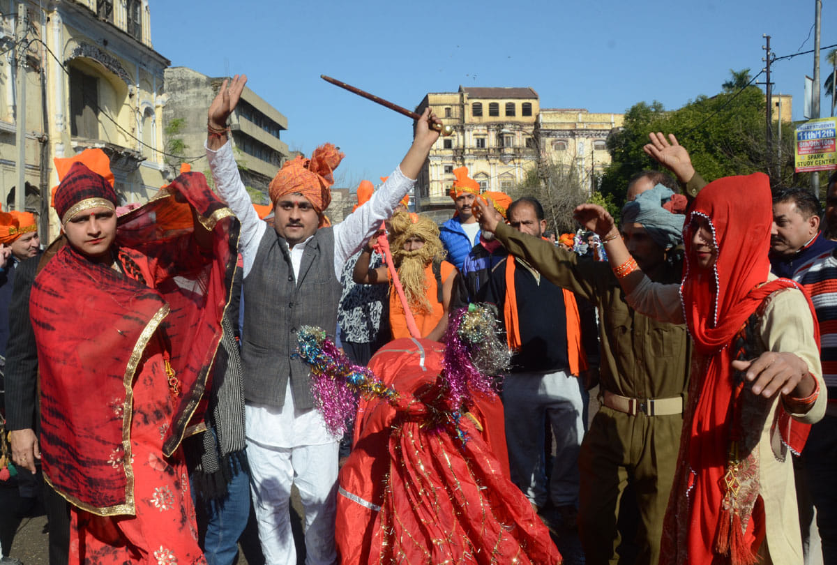 people Celebrating Lohri with fire dancing and singing