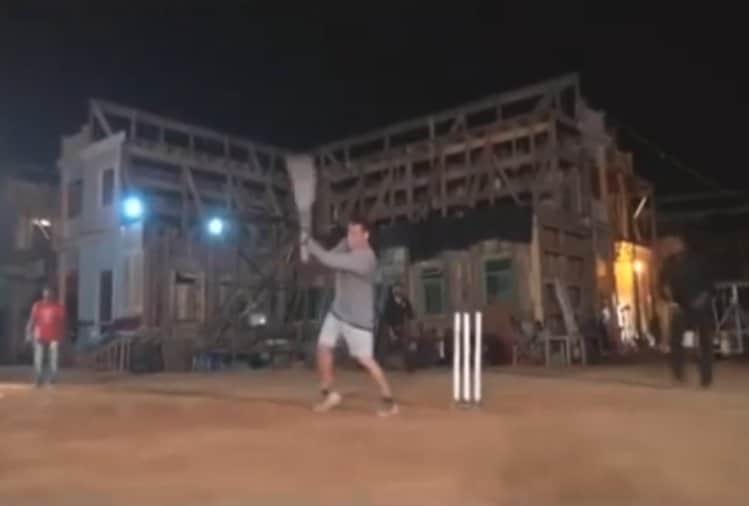 salman khan share video from bharat set he played cricket