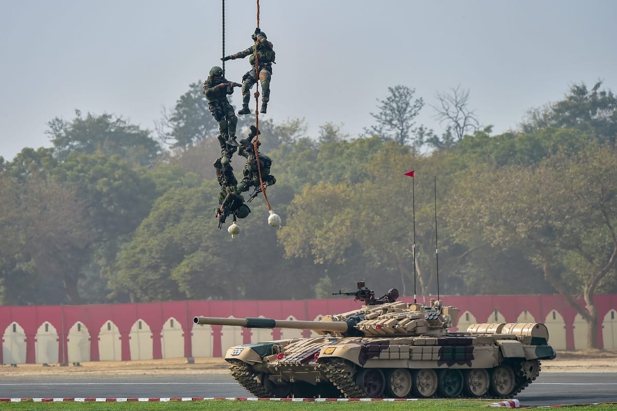 Indian Army Practice for Efficiency Test of New Weapons in Punjab Haryana Border Areas