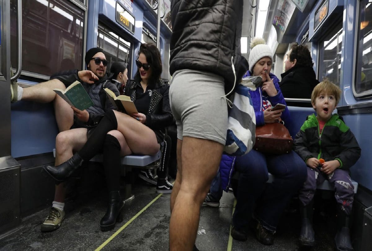 no pants subway ride people travelling in metro without pants in america