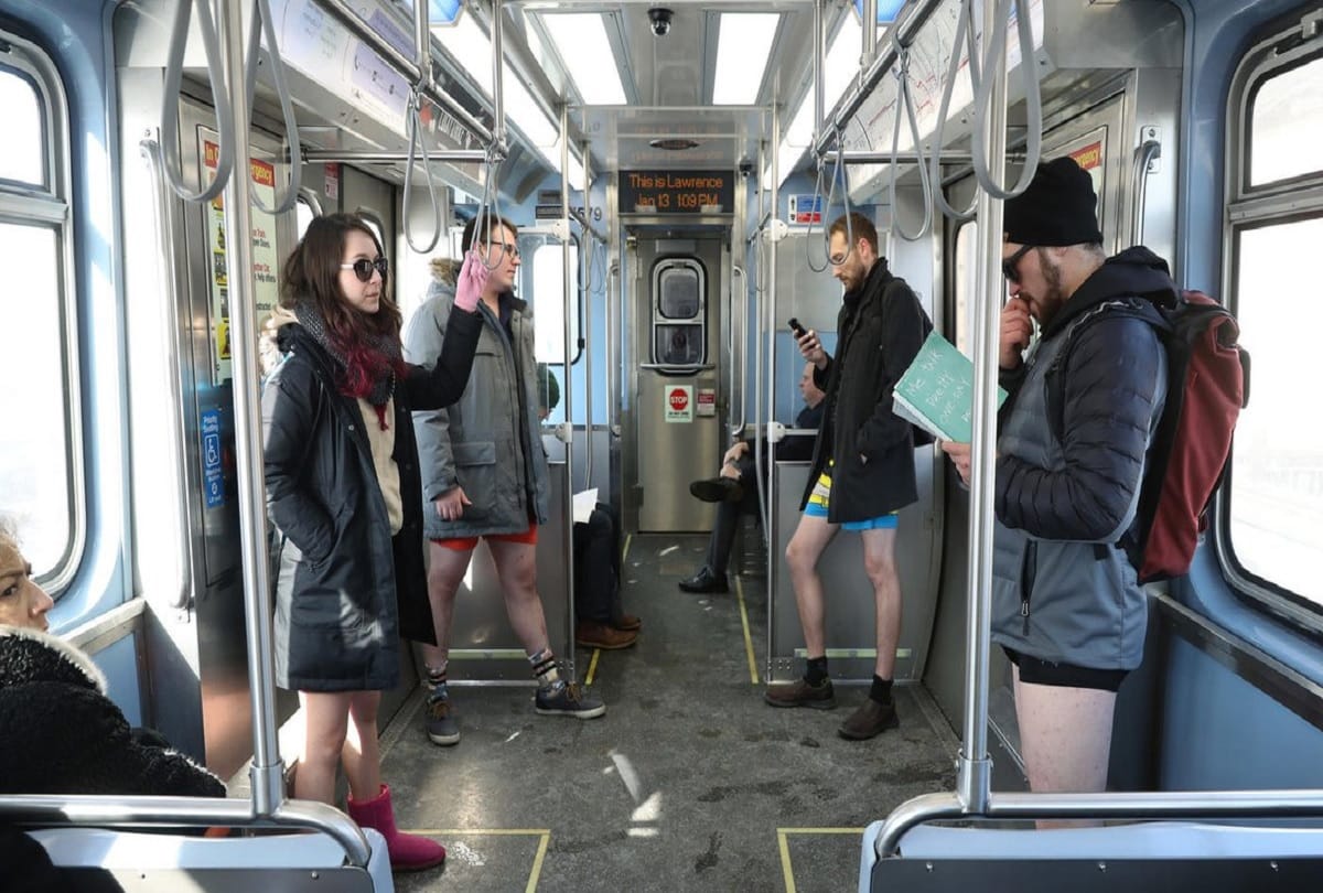 no pants subway ride people travelling in metro without pants in america