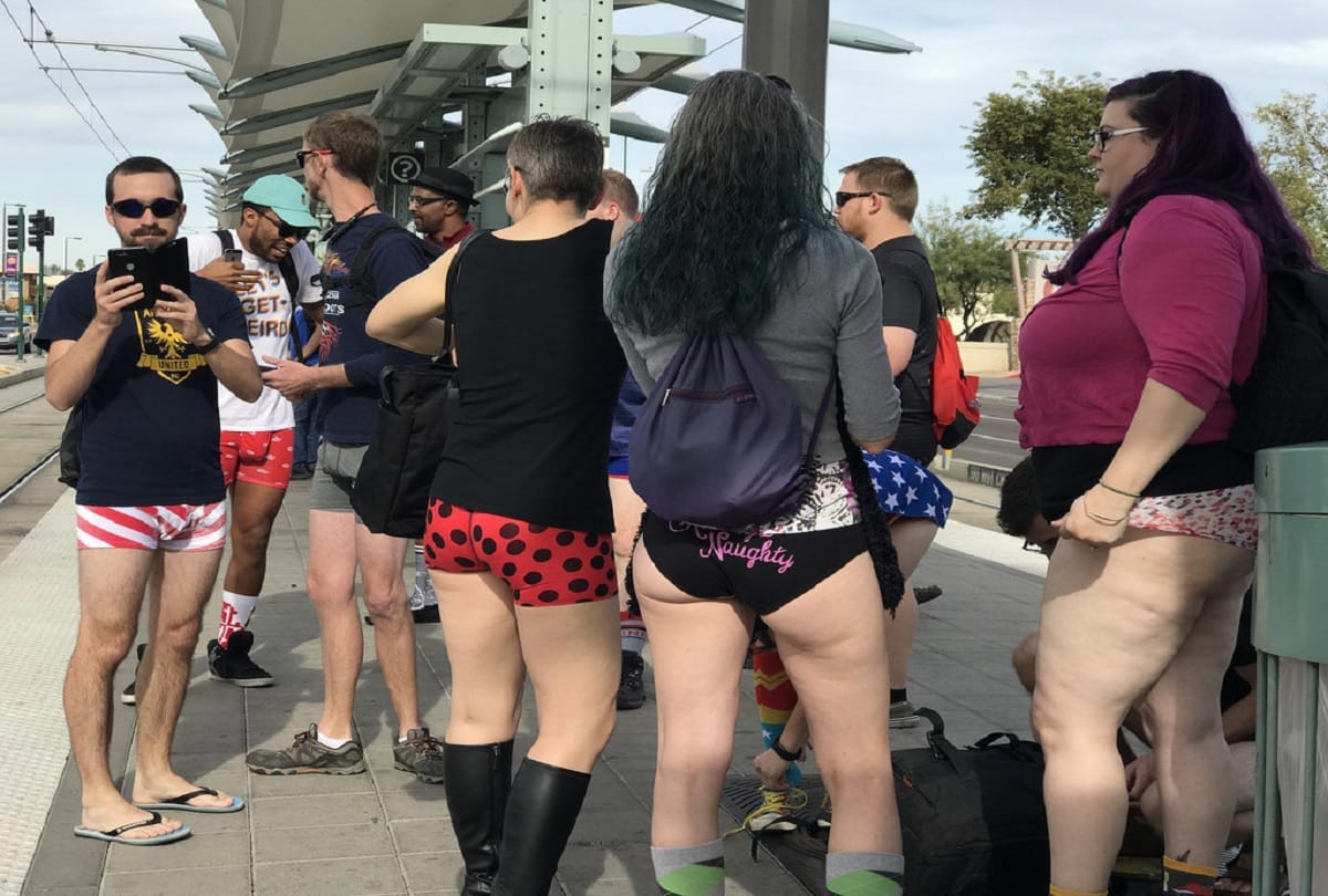 no pants subway ride people travelling in metro without pants in america