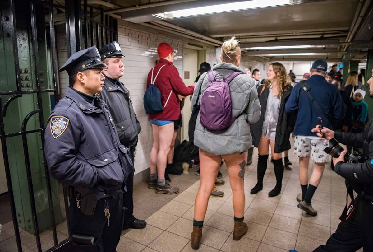 no pants subway ride people travelling in metro without pants in america