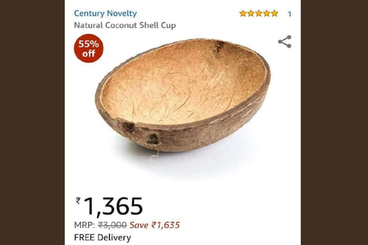 Amazon was selling Coconut shell for almost 1400 rupees