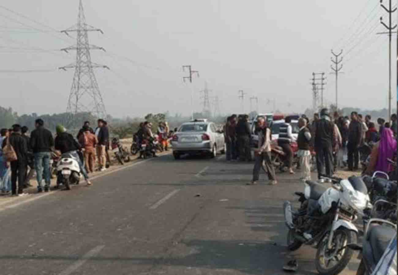 Scooty divided into two parts from collision of Mercedes