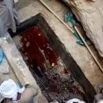 Egypt Alexandria city sarcophagus found three decomposed mummies after sewage leak