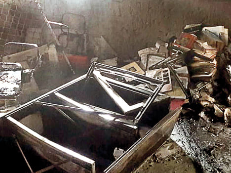 A fire in the Radiologist's room of Saifai Medical College