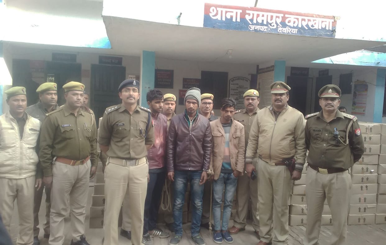 हरियाणा निर्मित 650 पेटी शराब के साथ तीन गिरफ्तार