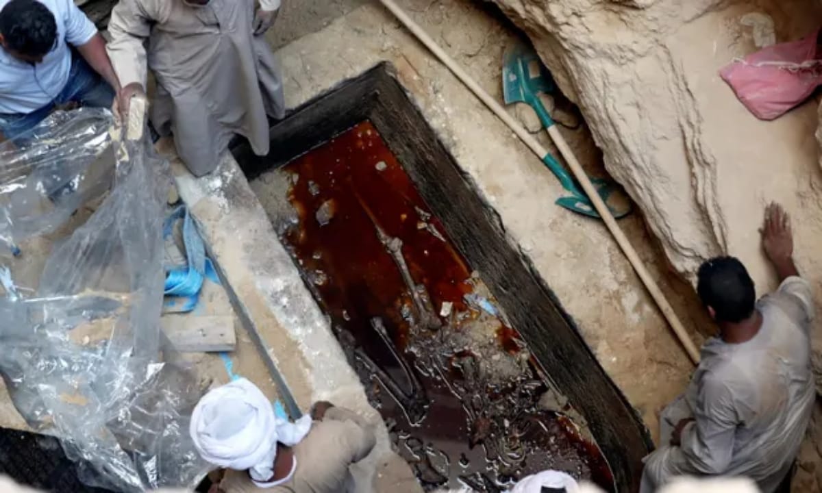 Egypt Alexandria city sarcophagus found three decomposed mummies after sewage leak