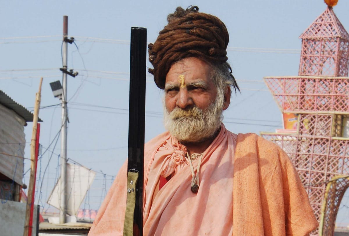 Kumbh Mela 2019:Baba Equipped with weapon in kumbh mela