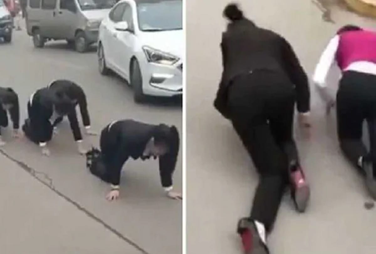 chinese company forced to punishment for employees to crawl on road for not completing targets