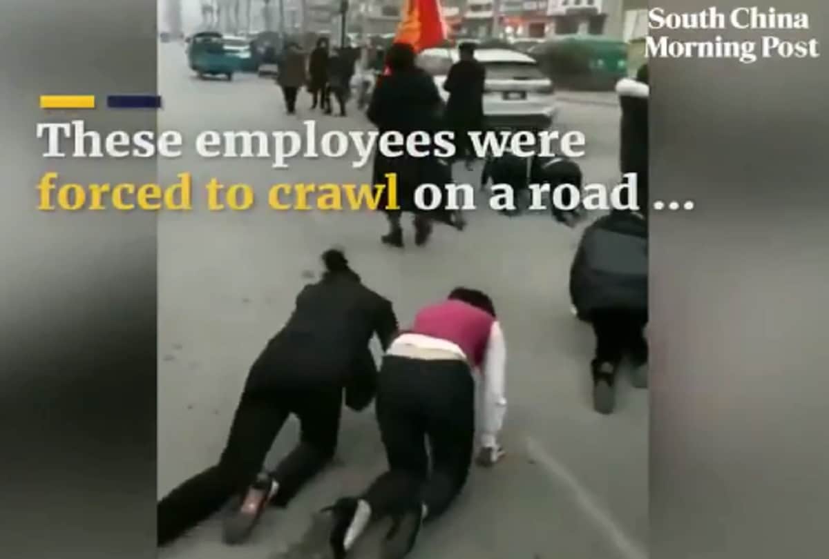 chinese company forced to punishment for employees to crawl on road for not completing targets