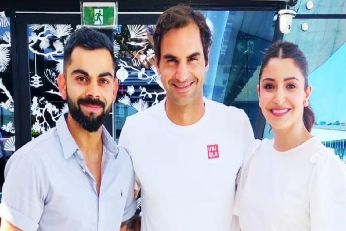 virat and anushka meet with roger federer during australian open 2019