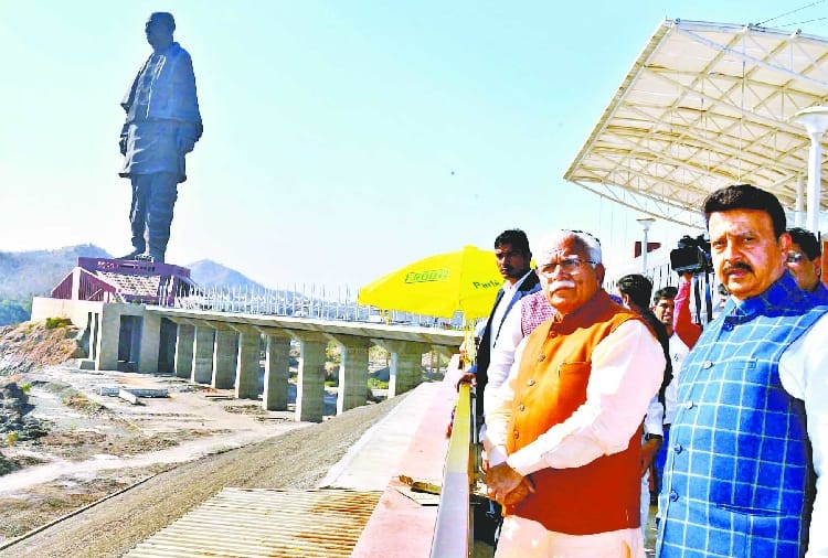 CM manohar lal visit statue of unity in gujarat