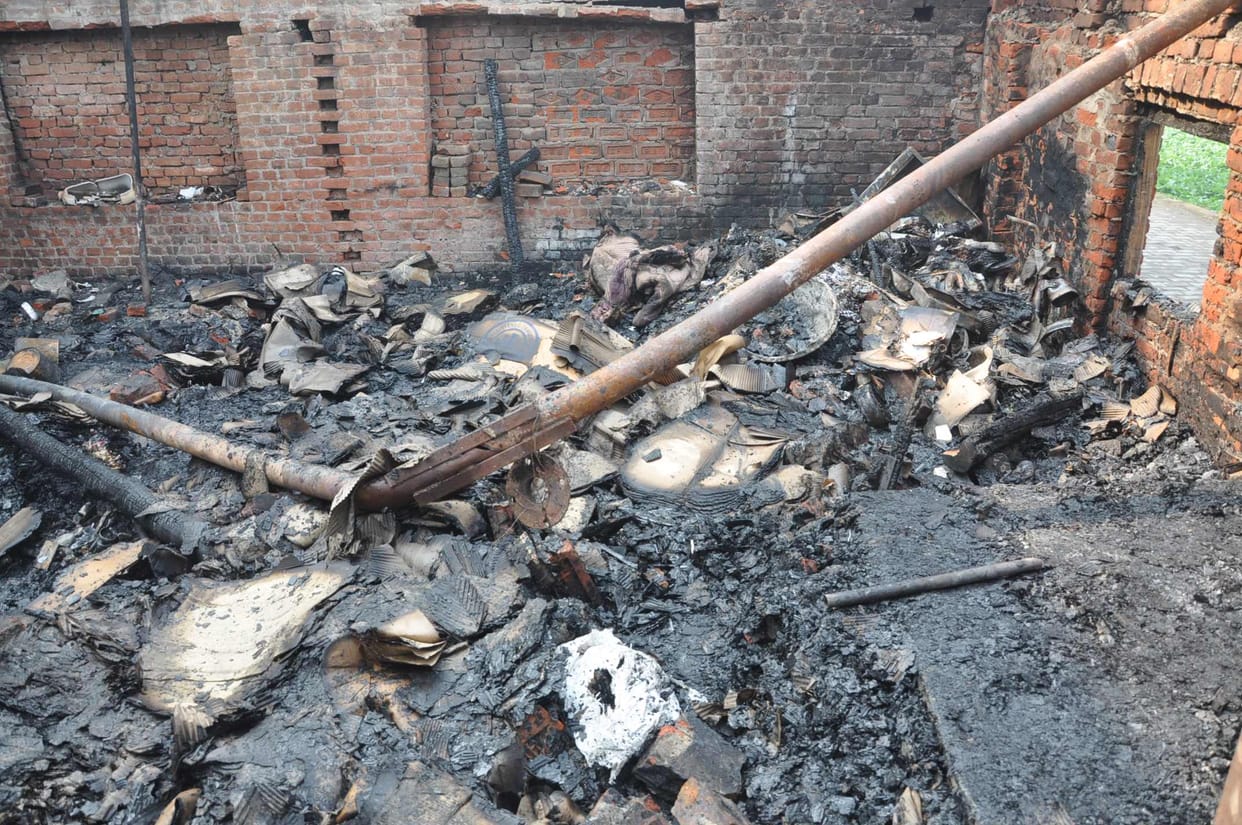 A fire broke out in a junk shop